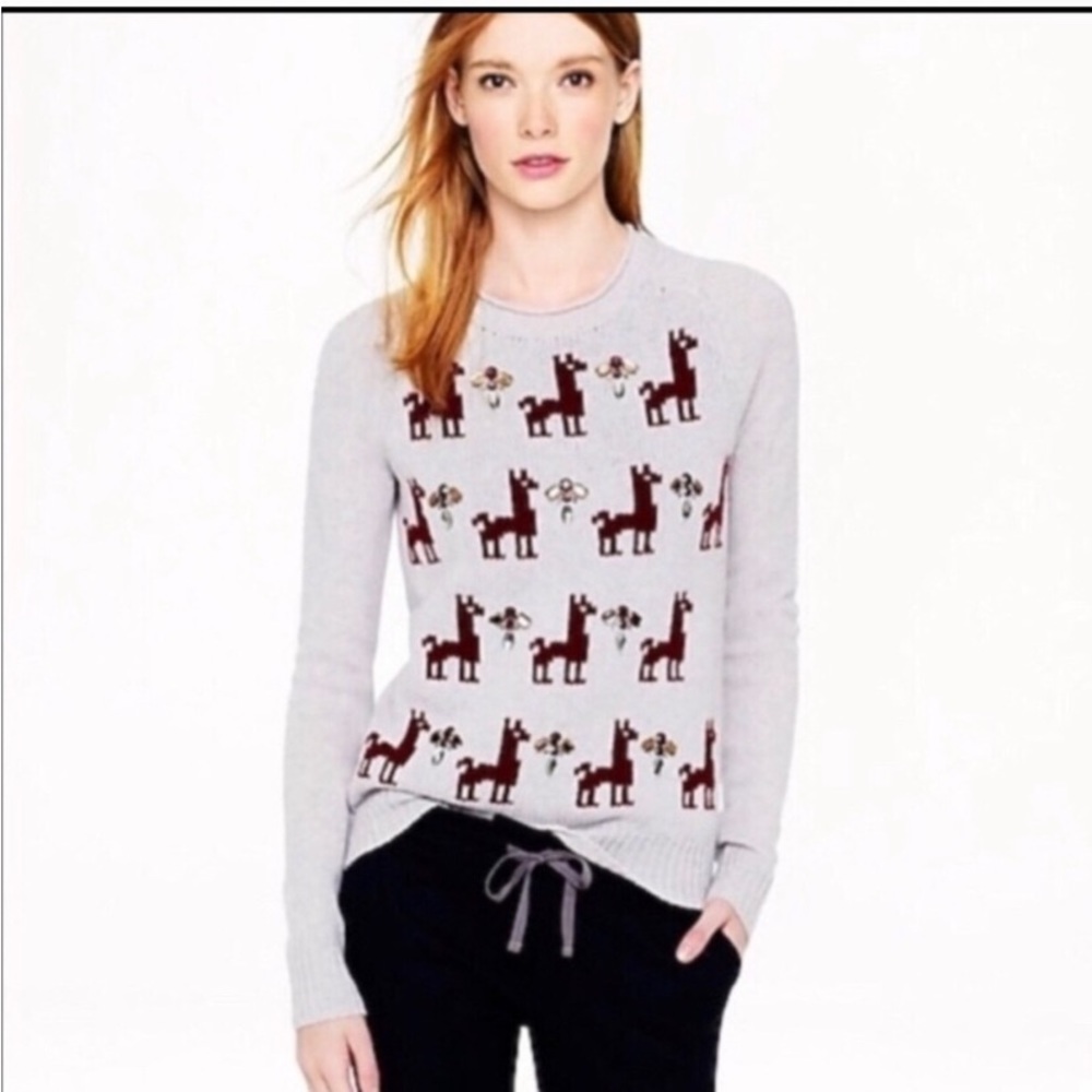 J. Crew Llama Embellished Llama Sweater